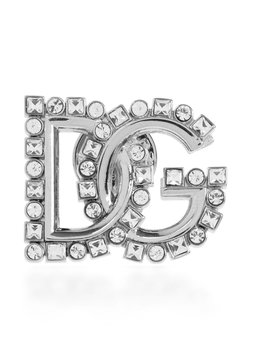 Dolce & Gabbana DG crystal-embellished brooch - Silver