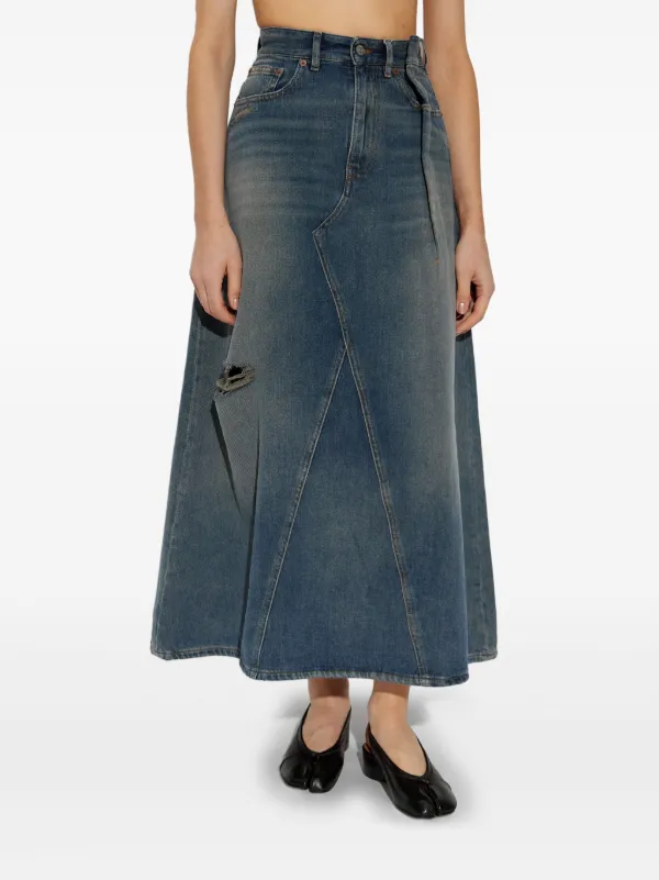 MM6 Maison Margiela Distressed Effect Skirt | Blue | FARFETCH CA