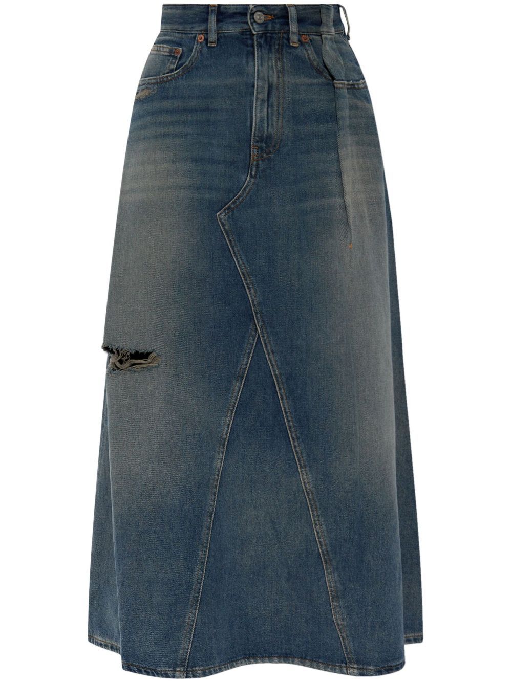 Shop Mm6 Maison Margiela Distressed Effect Skirt In Blue