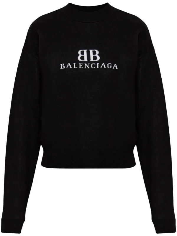 Balenciaga logo-intarsia Sweater Black FARFETCH JO