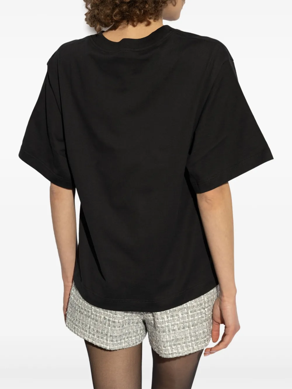 Dolce & Gabbana Black T-shirt With Logo Decorated With Crystals On The Front In Black