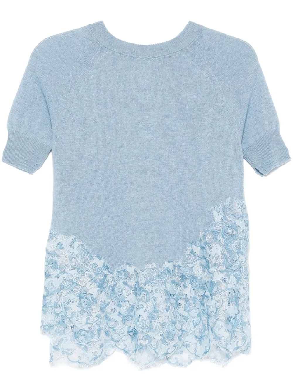 Ermanno Scervino T-shirt met vlak van kant Blauw