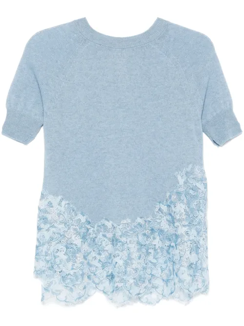 T-shirt à empiècement en dentelle - Ermanno Scervino - Modalova