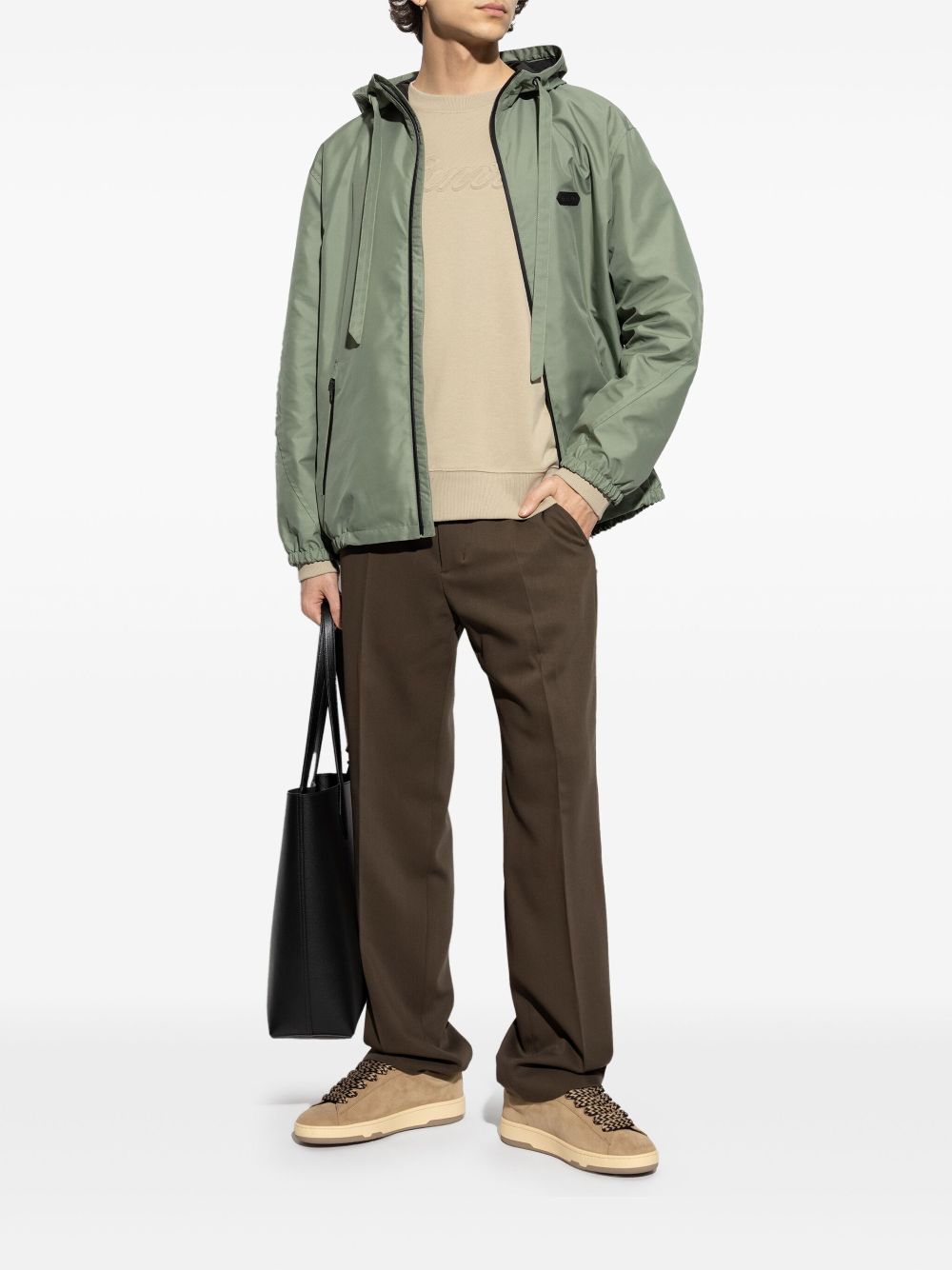 Lanvin logo-appliqué windbreaker - Green