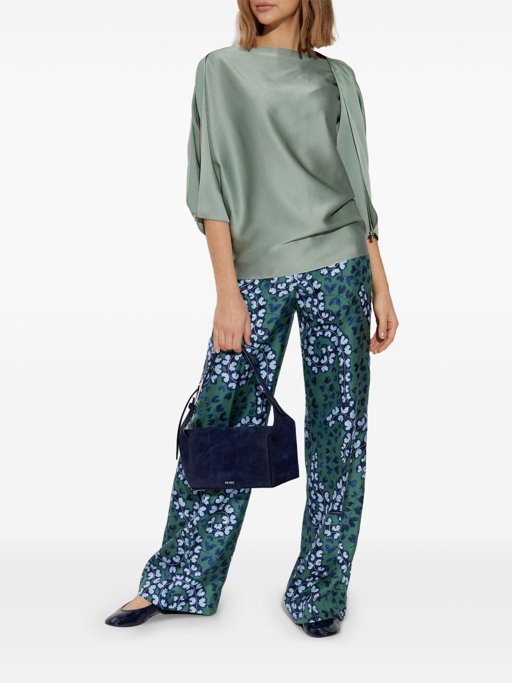 Lanvin pleated silk trousers - Groen