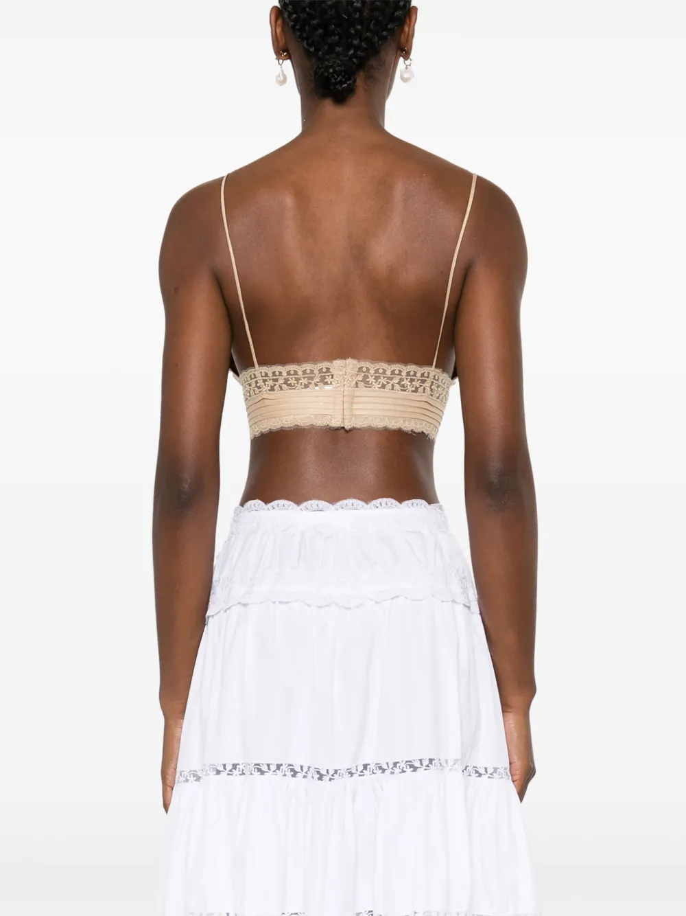 Ermanno Scervino Lace-detailed Top In Neutrals