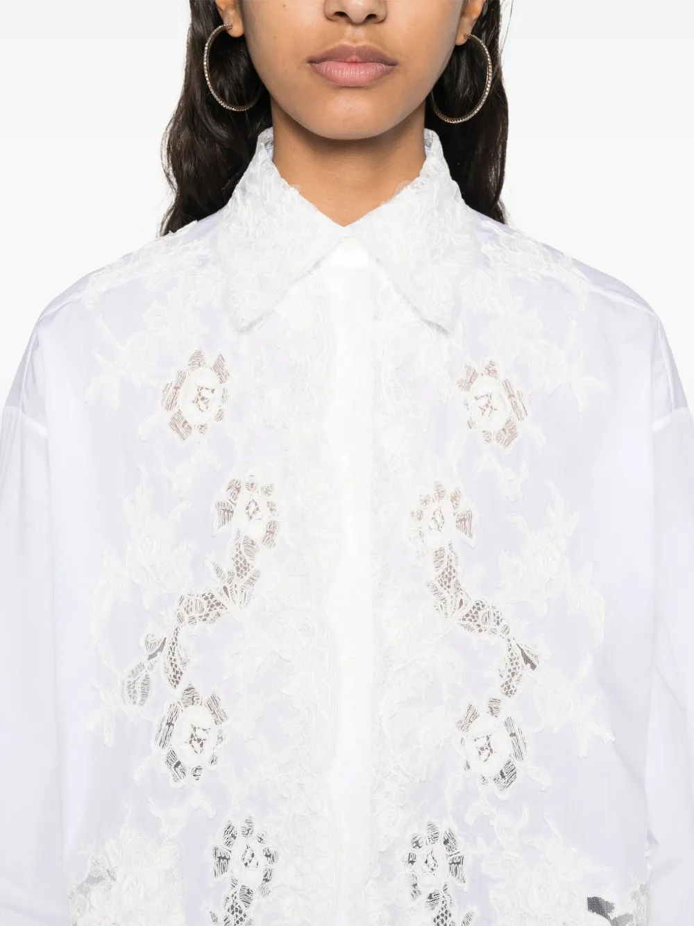 Ermanno Scervino blouse met detail van kant Wit