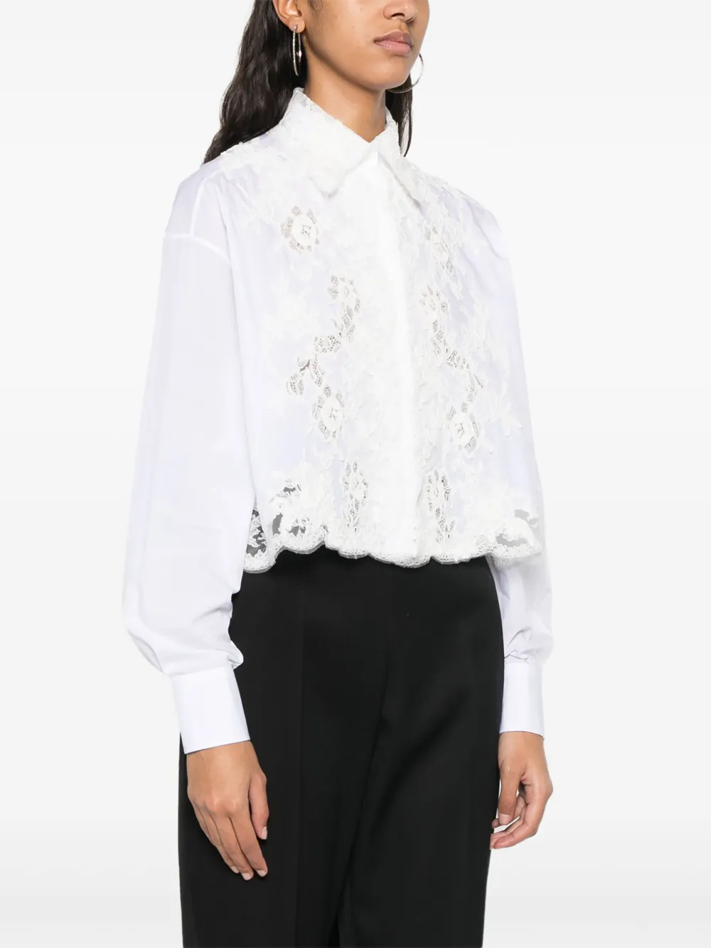 Ermanno Scervino blouse met detail van kant Wit