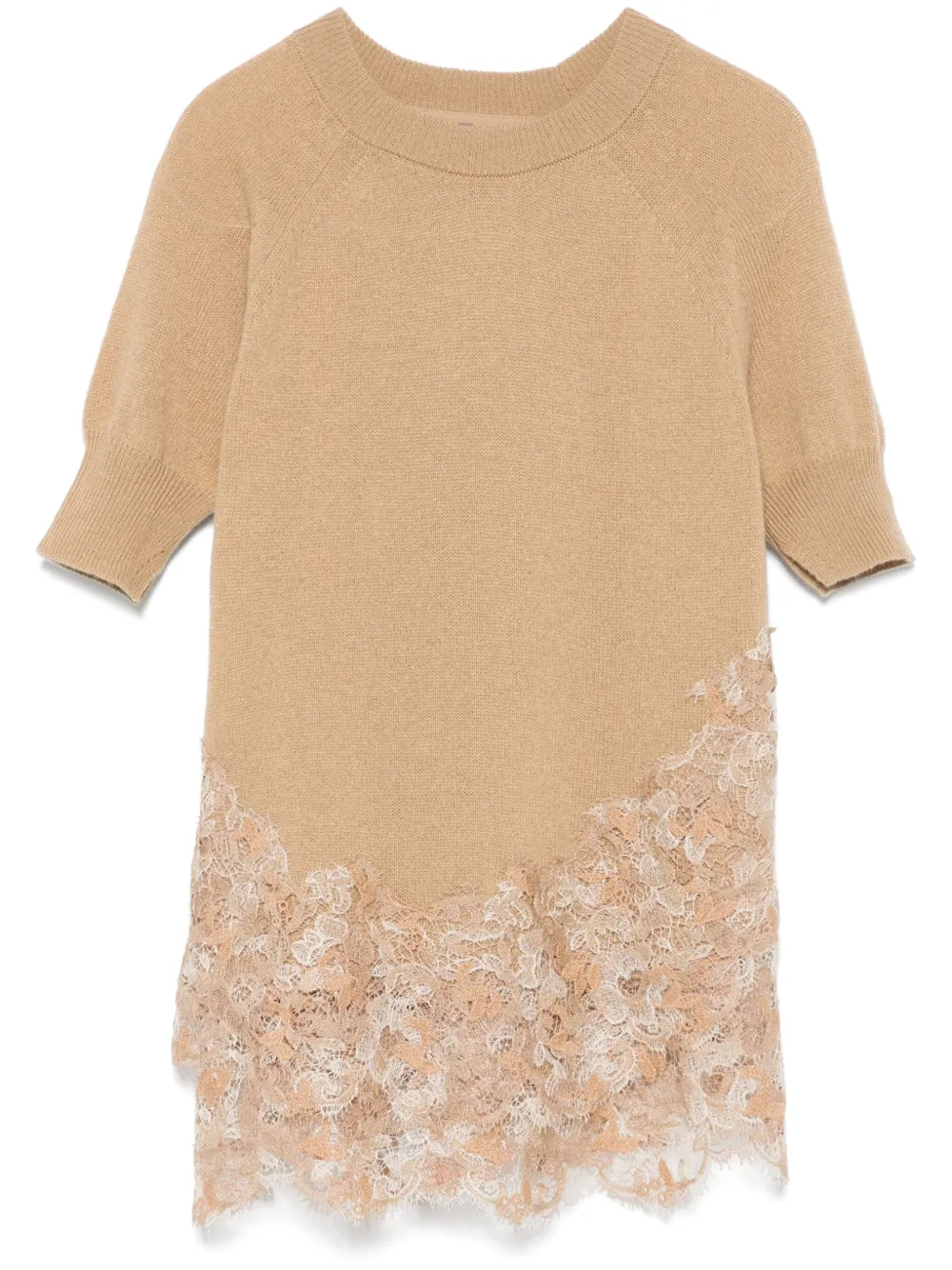 Ermanno Scervino T-shirt met kant Beige