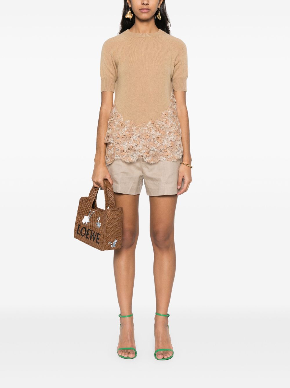 Ermanno Scervino T-shirt met kant - Beige