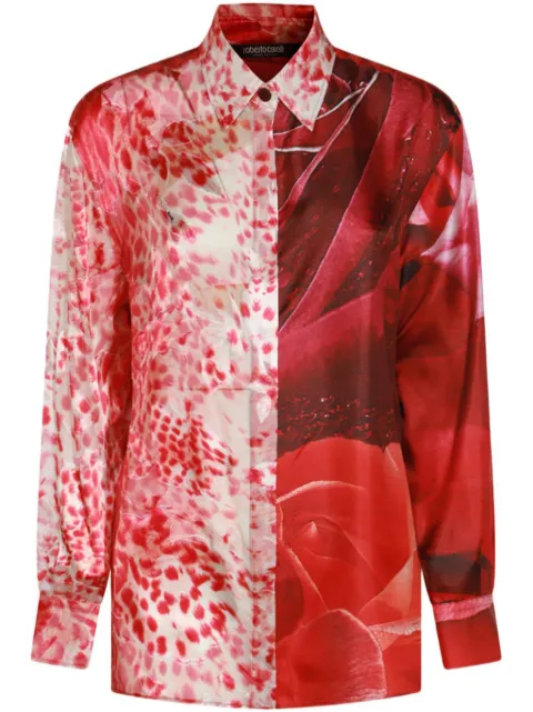 Roberto Cavalli mix-print shirt