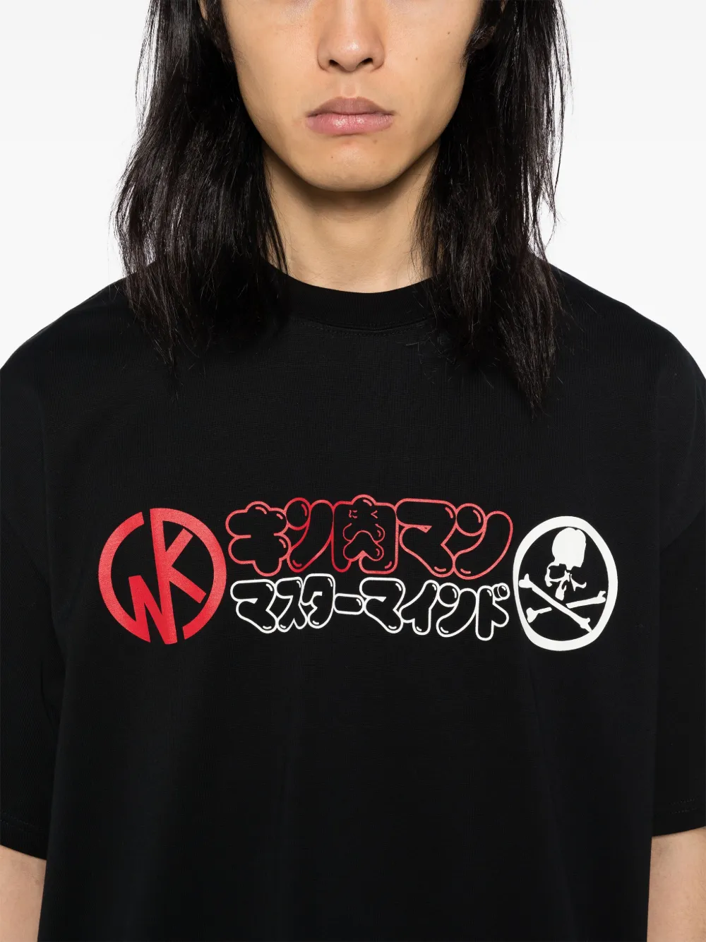 Mastermind Japan x Kinniku Man T-shirt met logoprint Zwart