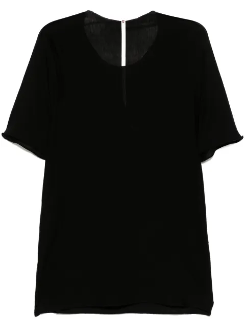 Label Under Construction playera con bordes sin rematar