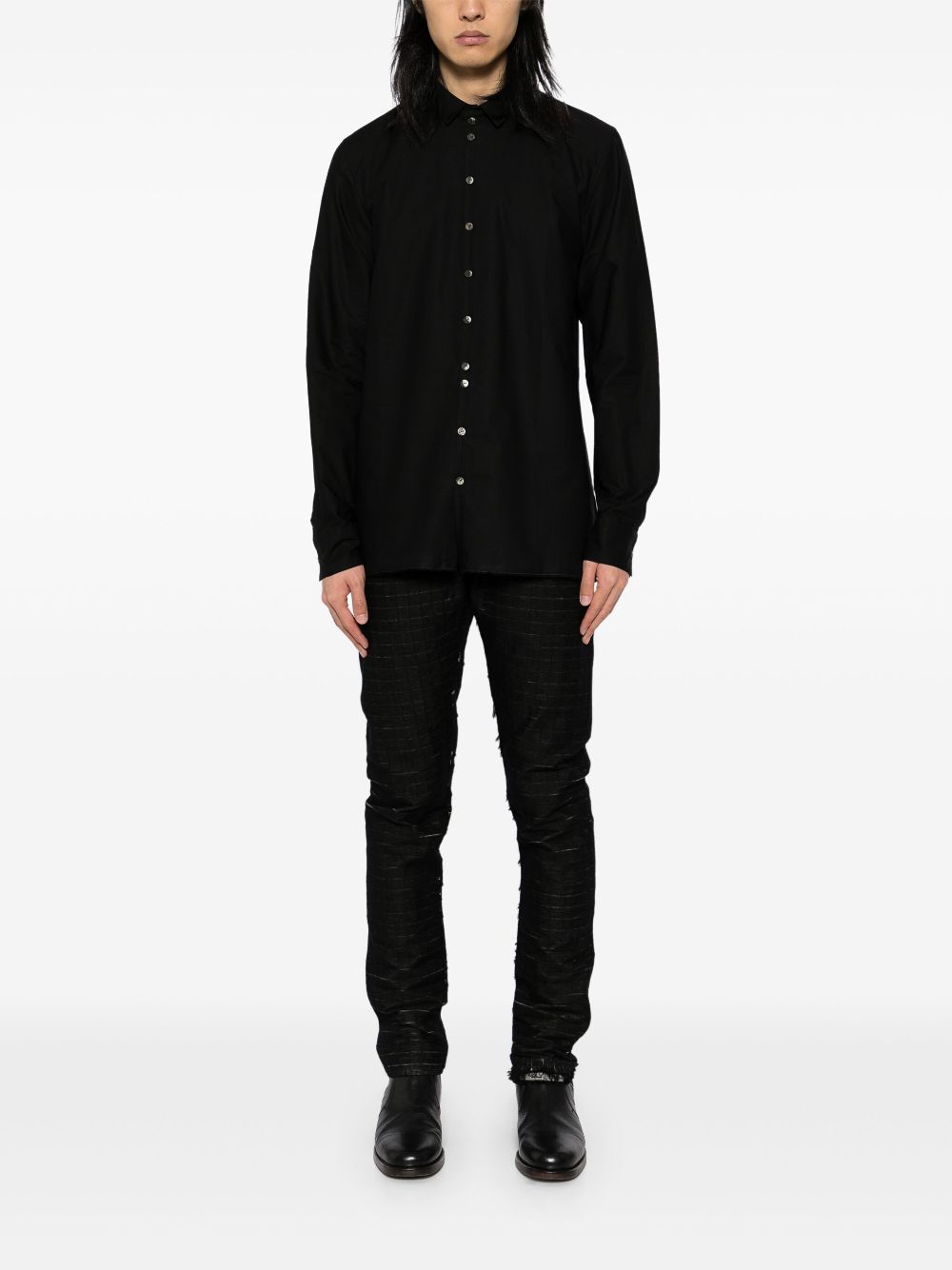 Label Under Construction raw edge shirt - Black