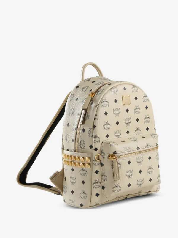 are mcm backpacks leather Medium Stark Backpack in Black  Oneness Boutique Punctuated by 24kt gold Leather Backpacks Mcm Backpack Blue