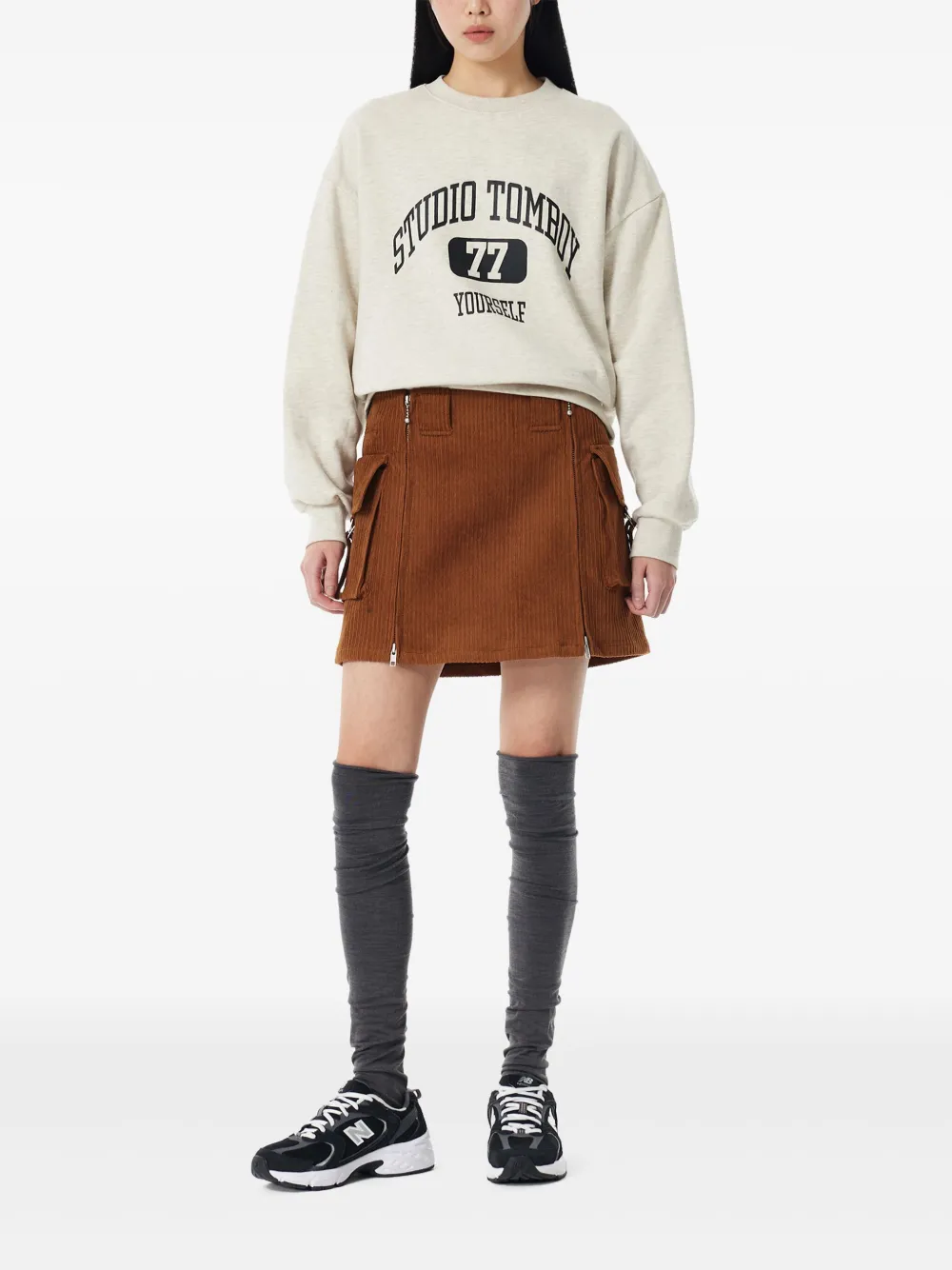 STUDIO TOMBOY Ribfluwelen mini-rok - Bruin