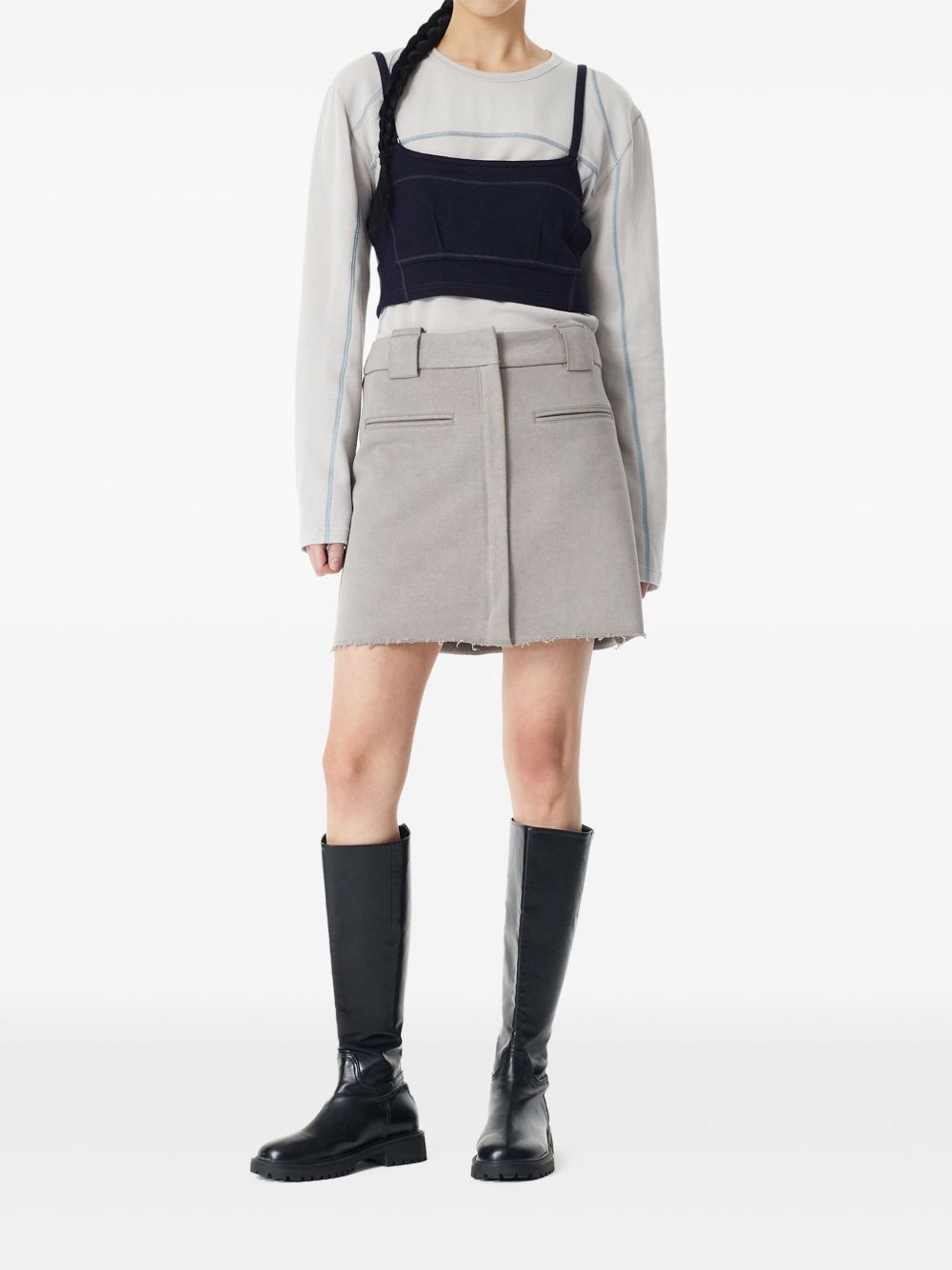 STUDIO TOMBOY jersey pigment mini skirt - Grey