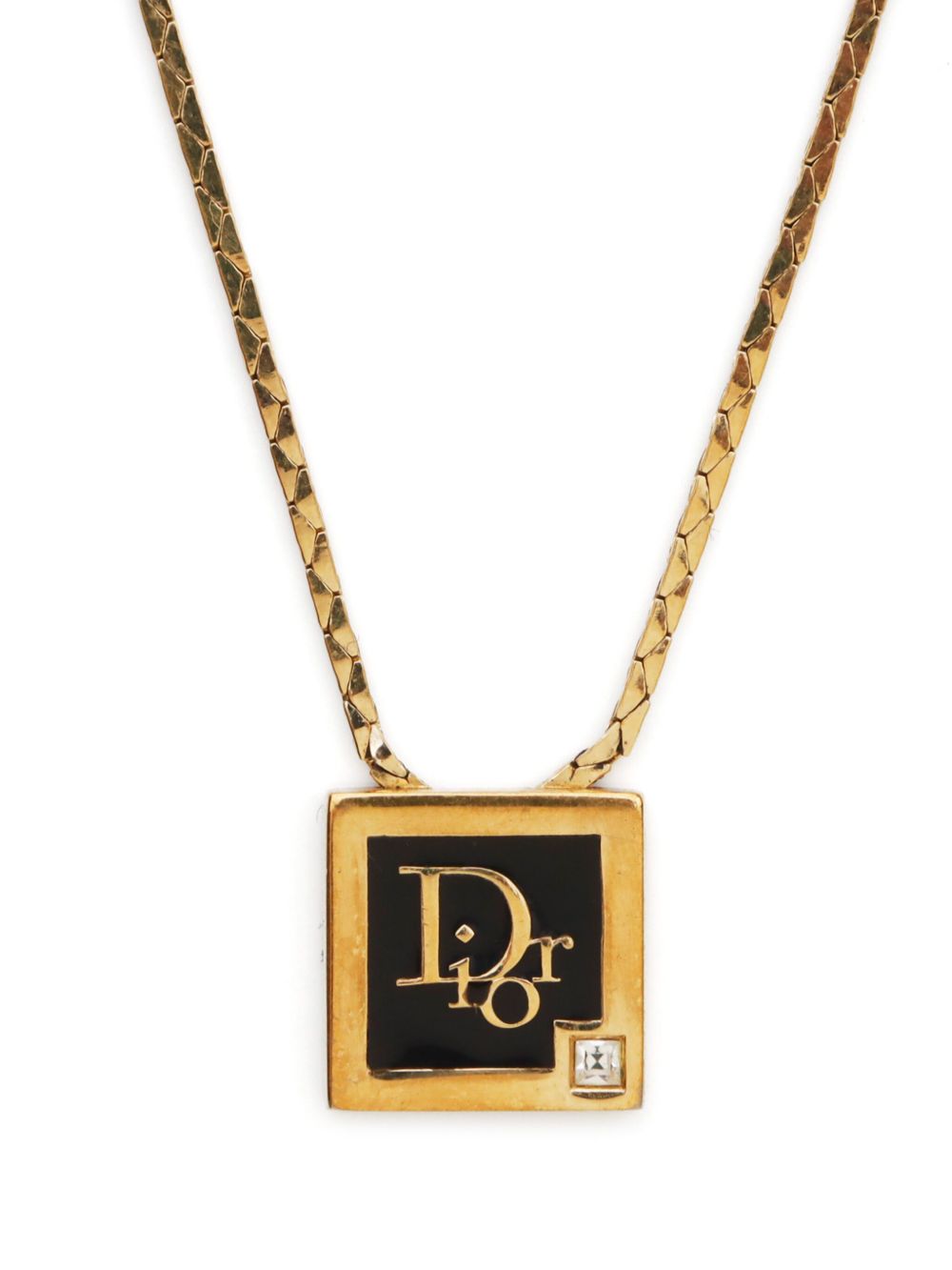 Christian Dior Pre-Owned 2000s halsketting met logo van stras - Goud