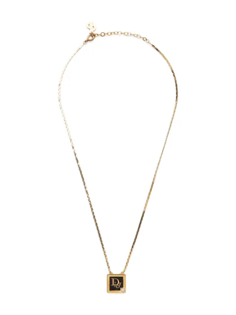 Christian Dior Pre-Owned 2000s logo rhinestone necklace
