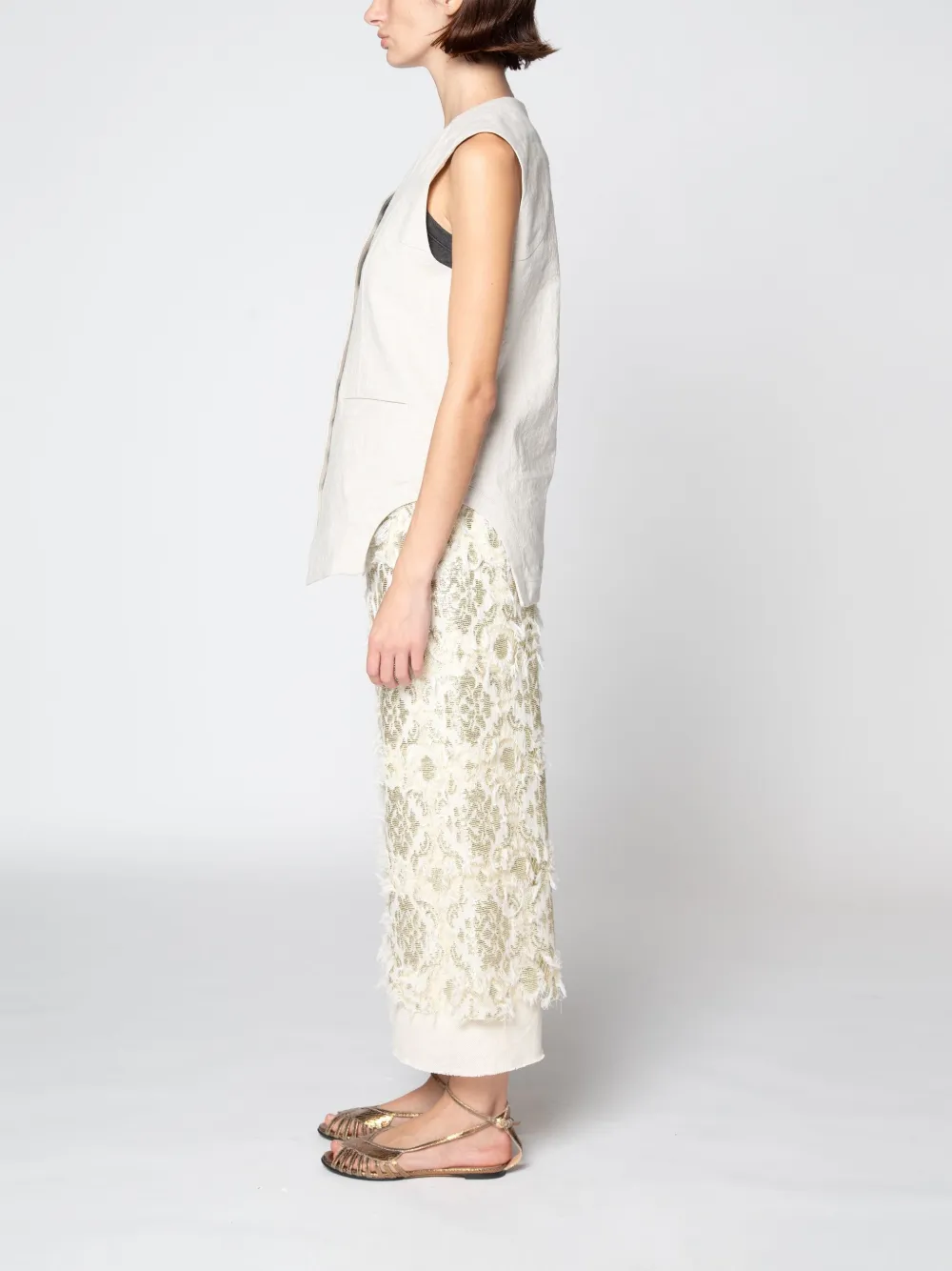 Muller Of Yoshiokubo Embroidery Midi Skirt In Neutrals