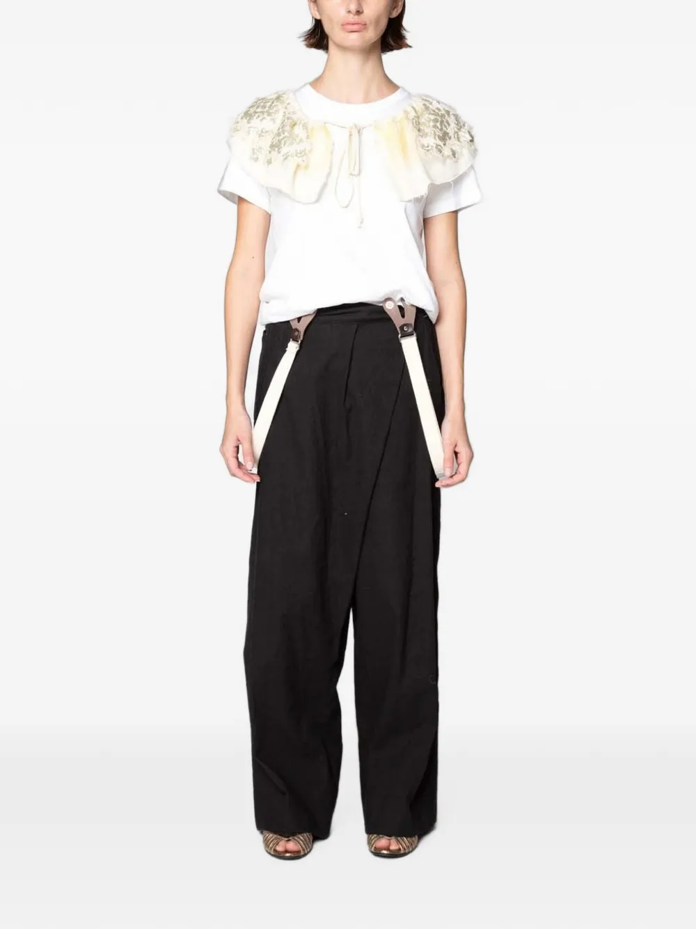 Muller Of Yoshiokubo Glare sequin-embellished ruffled T-shirt - Nero