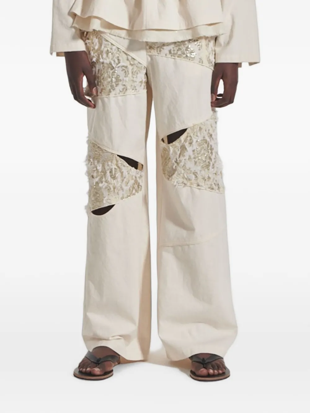 Muller Of Yoshiokubo Glare broek verfraaid met pailletten Beige
