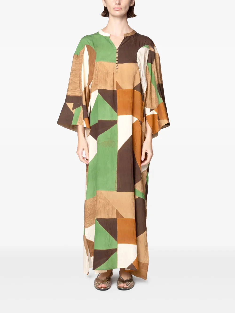 Muller Of Yoshiokubo Midi-jurk met geometrische print Groen