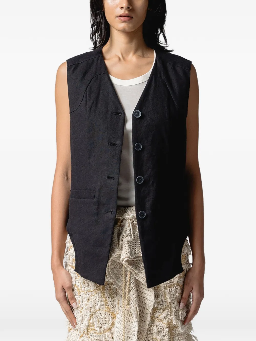 Muller Of Yoshiokubo button-up vest - Black