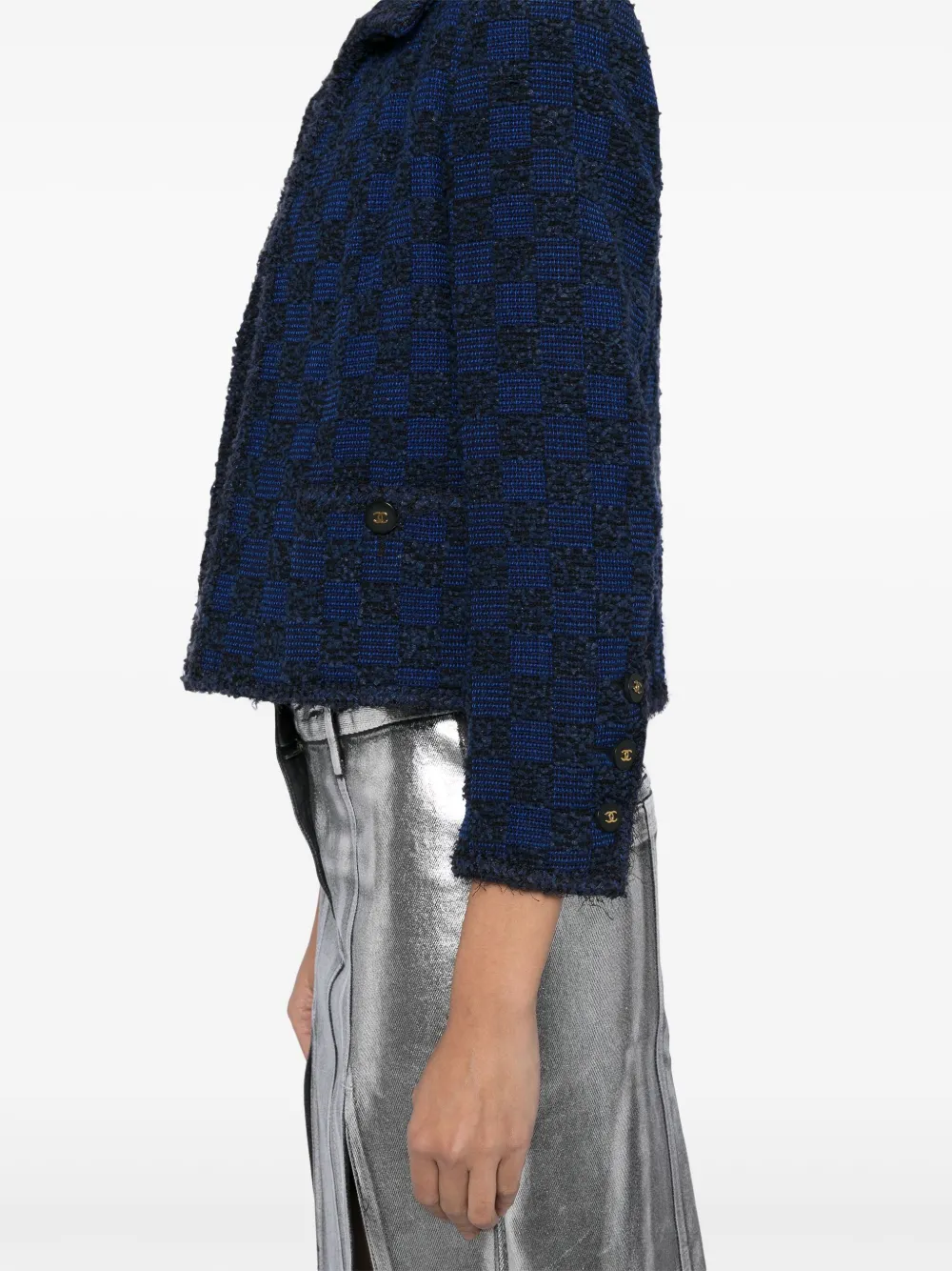 Pre-owned Chanel 1994 Ensemble Jacket Sleeveless Top In Blue
