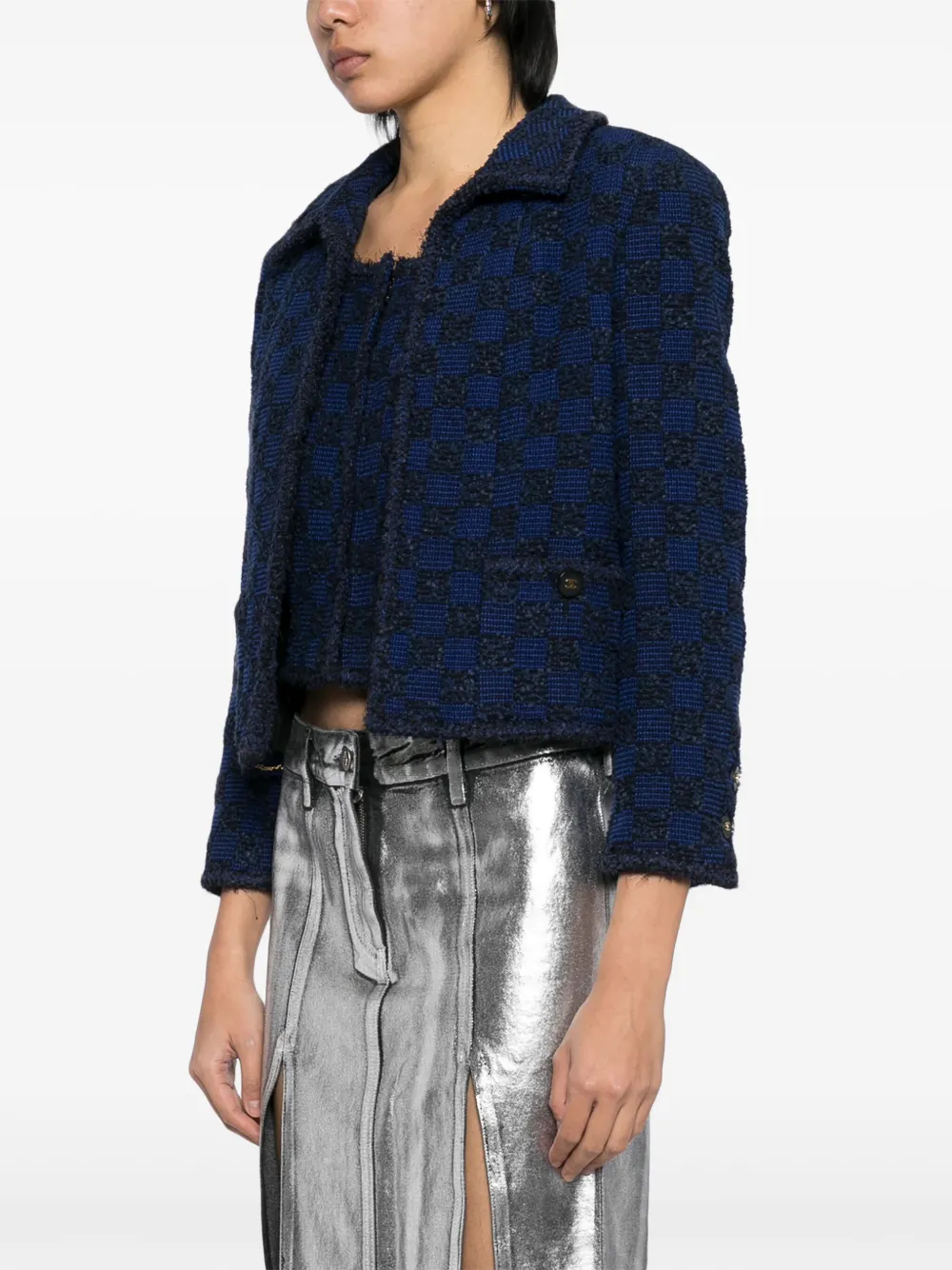 Pre-owned Chanel 1994 Ensemble Jacket Sleeveless Top In Blue