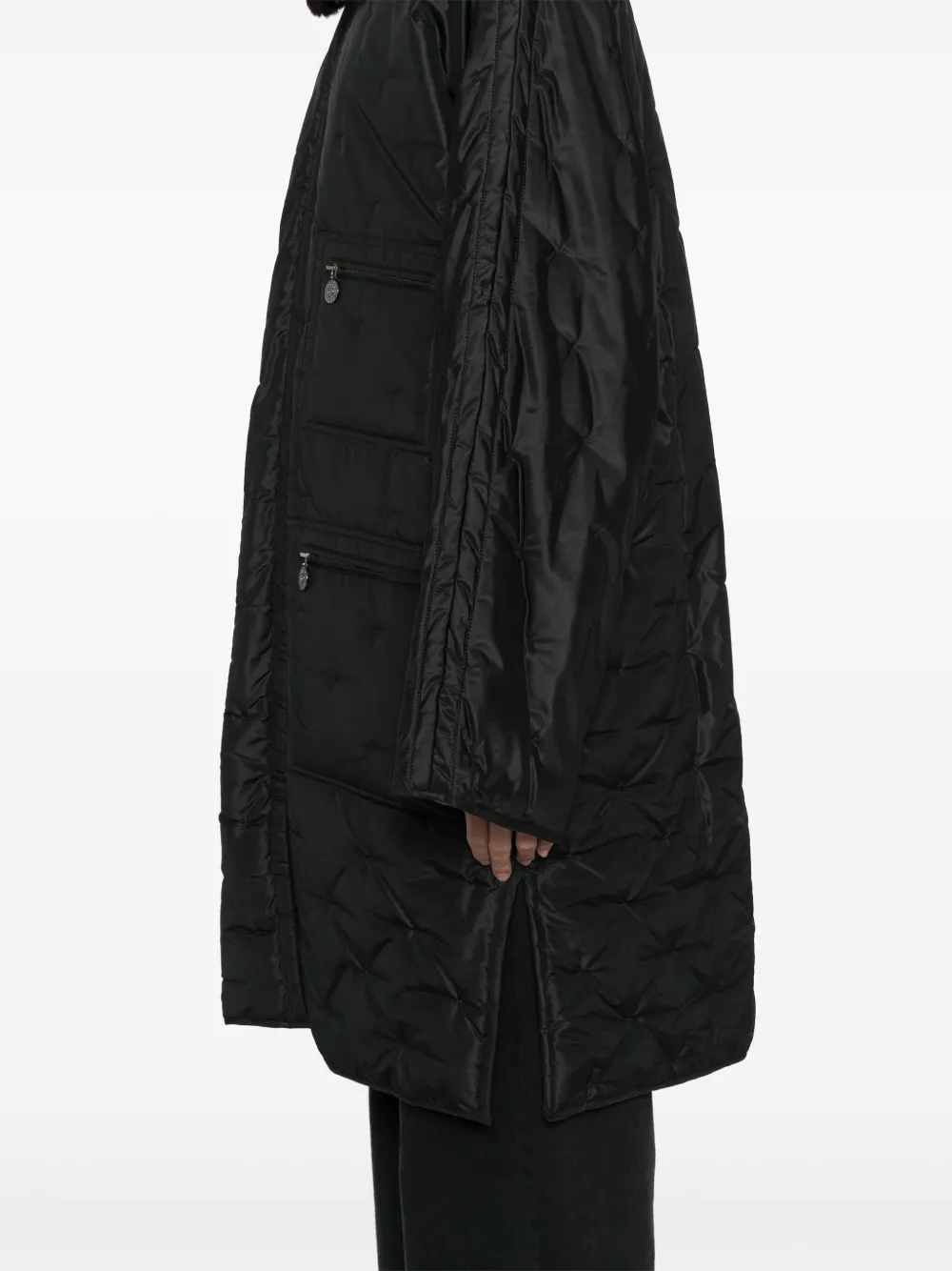 Pre-owned Chanel 1997 Zip Up Coat In Black