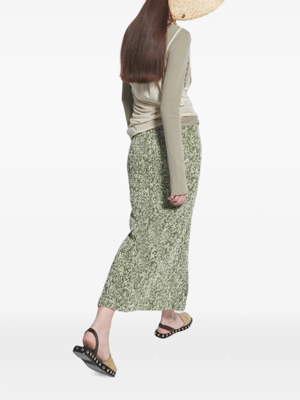 Muller Of Yoshiokubo Midi-rok met ritssluiting en textuur Groen