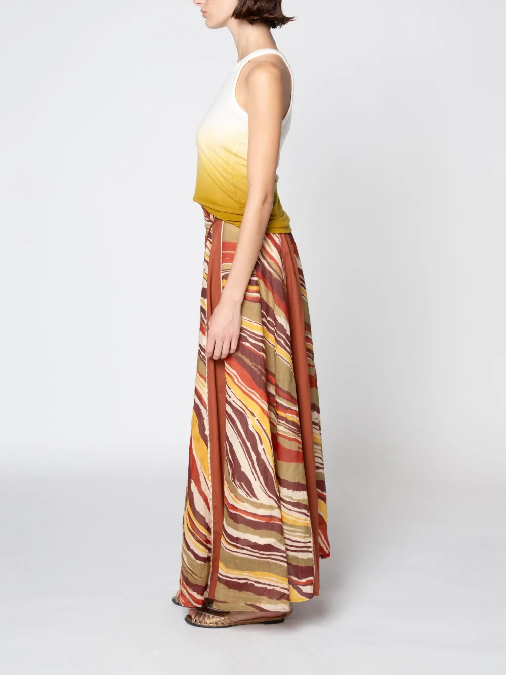 Muller Of Yoshiokubo Abstract-pattern Midi Skirt In Orange