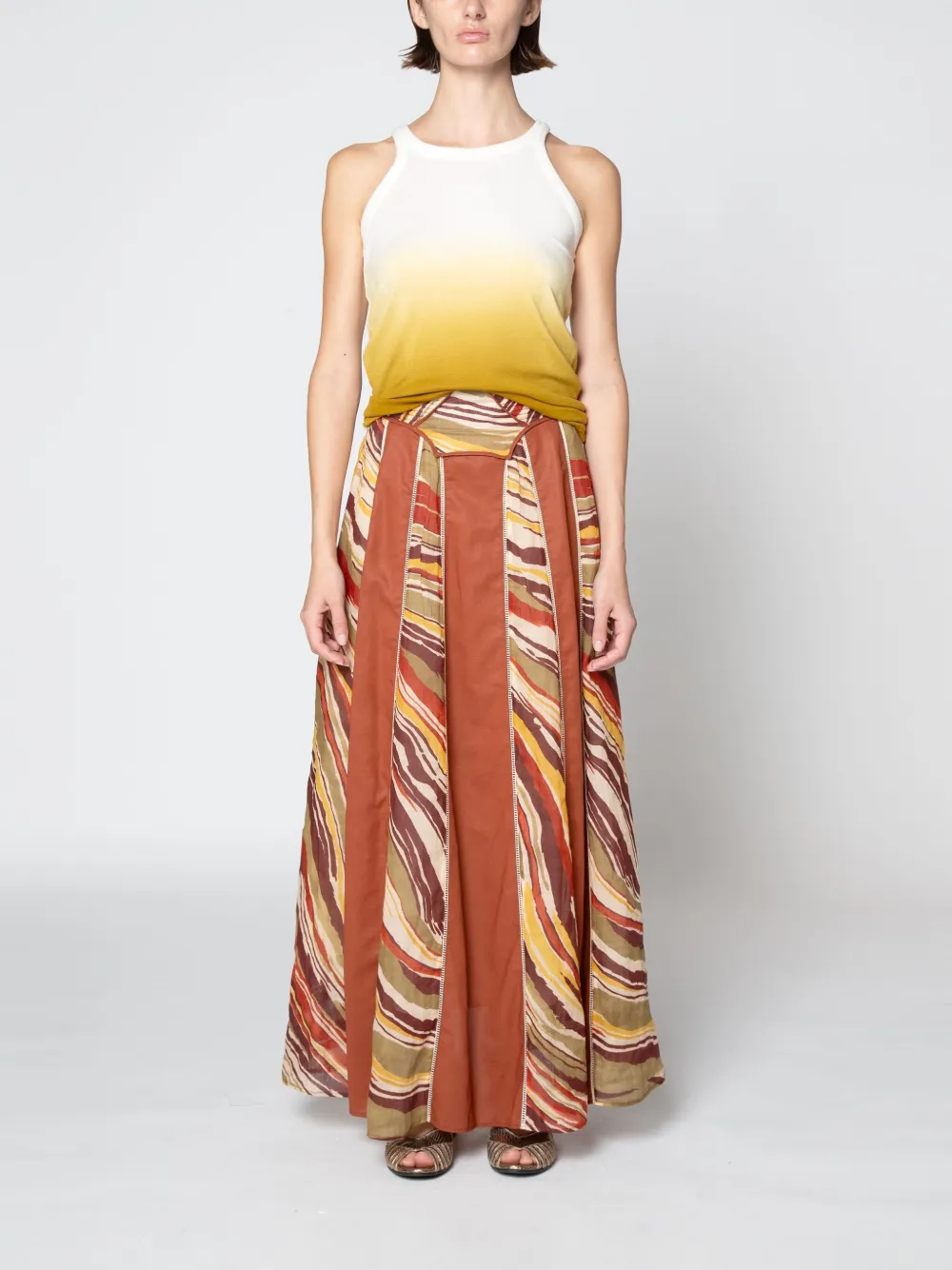 Muller Of Yoshiokubo Abstract-pattern Midi Skirt In Orange