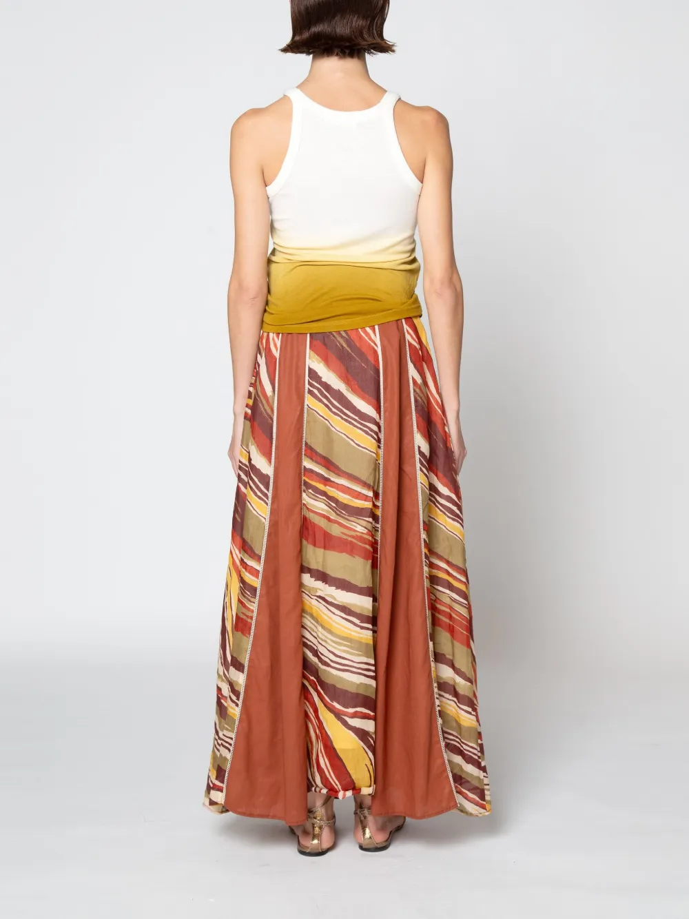 Muller Of Yoshiokubo Abstract-pattern Midi Skirt In Orange