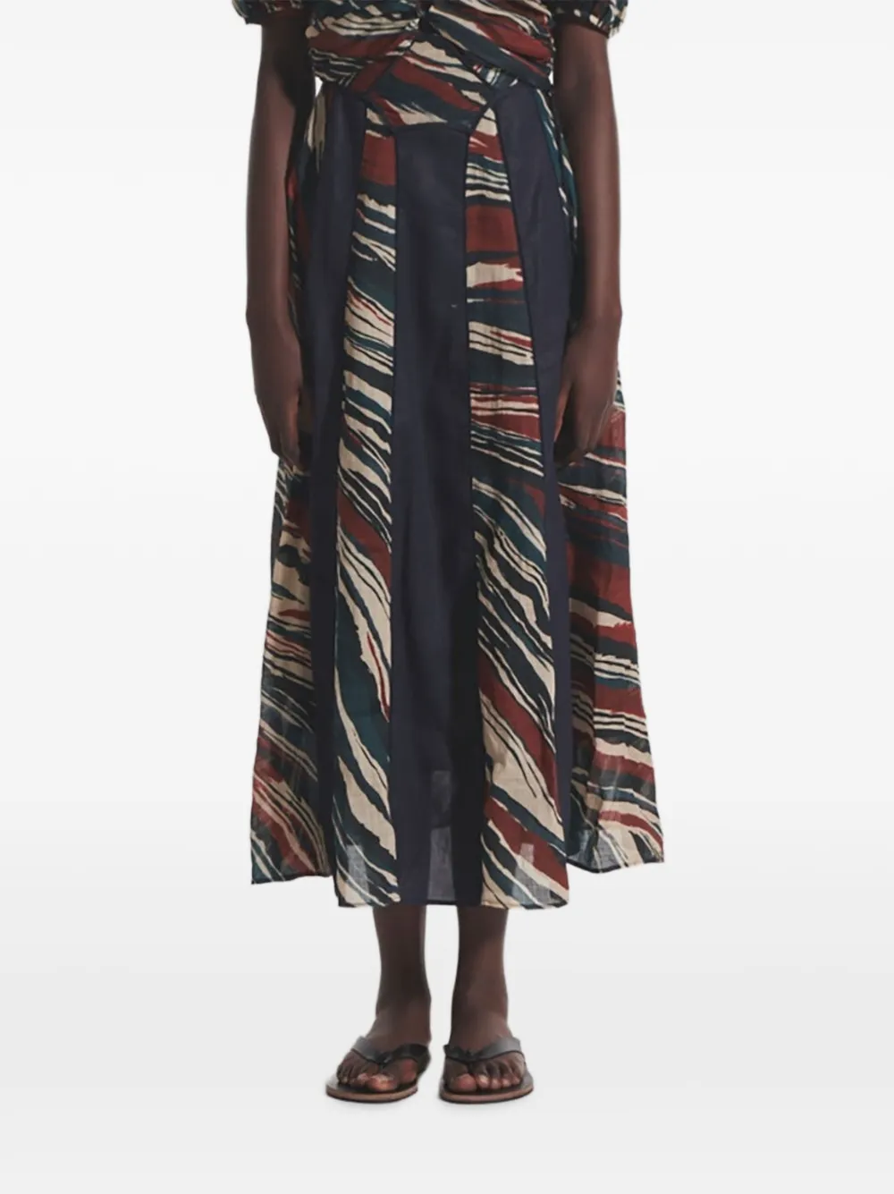 Muller Of Yoshiokubo Lava Abstract-print Panelled Maxi Skirt In Multi