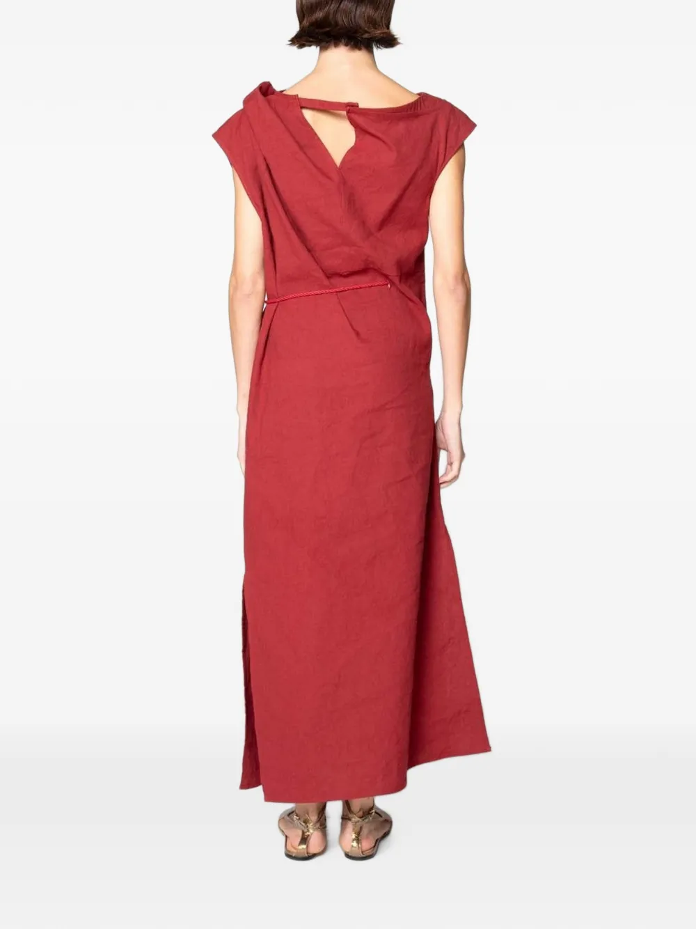 Muller Of Yoshiokubo Lino maxi-jurk met geplooid detail Rood