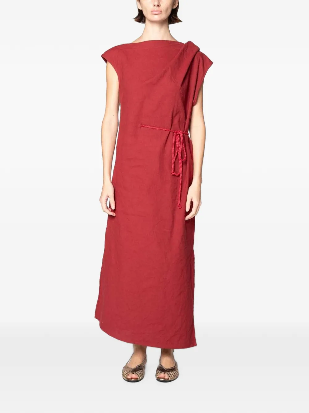 Muller Of Yoshiokubo Lino tuck-detail maxi dress - Rot