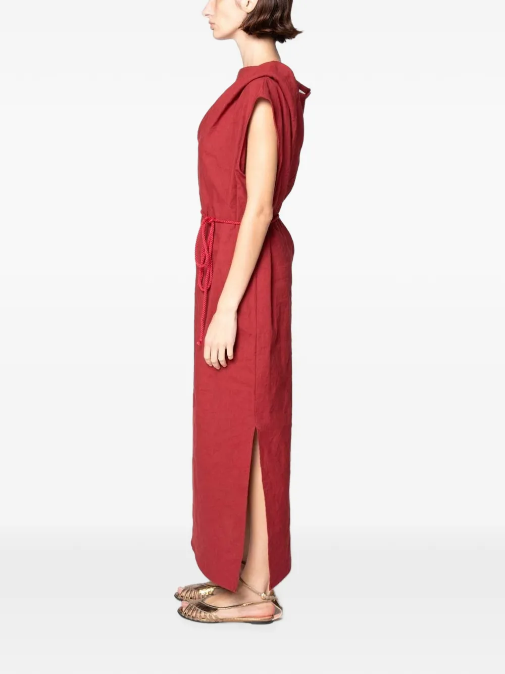 Muller Of Yoshiokubo Lino maxi-jurk met geplooid detail Rood