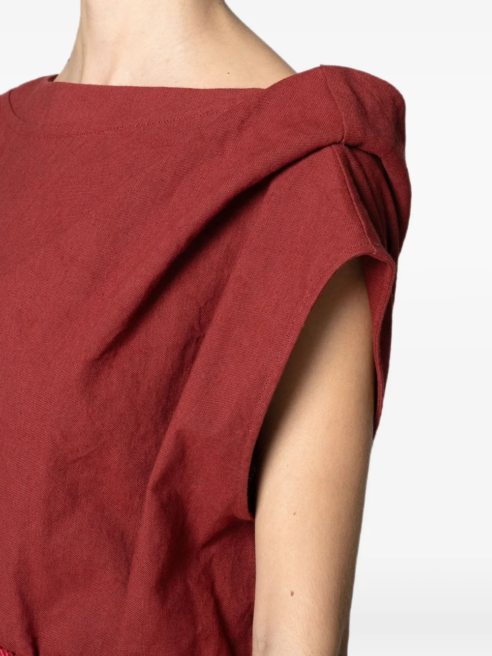 Muller Of Yoshiokubo Lino maxi-jurk met geplooid detail Zwart