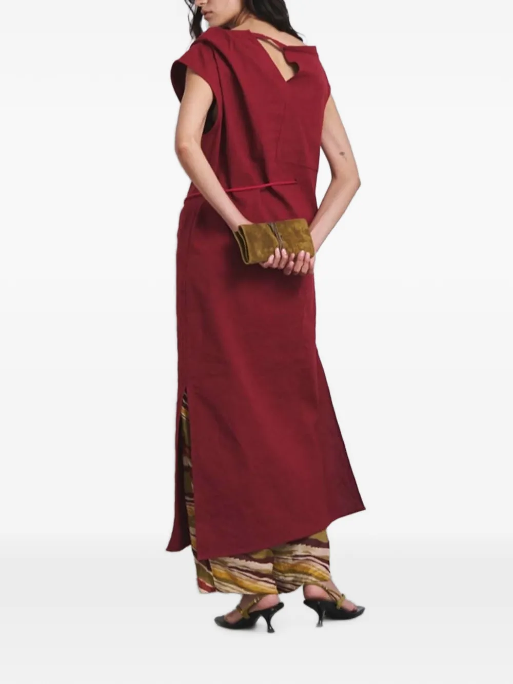 Muller Of Yoshiokubo Lino maxi-jurk met geplooid detail Zwart