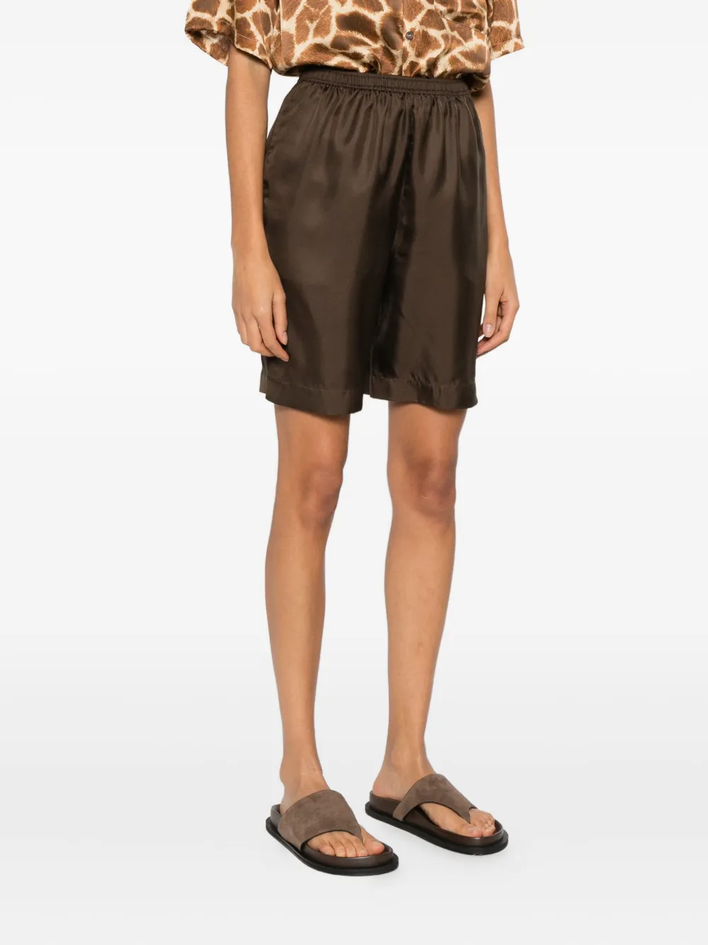 Loulou De Saison Zinia Elasticated Shorts In Brown