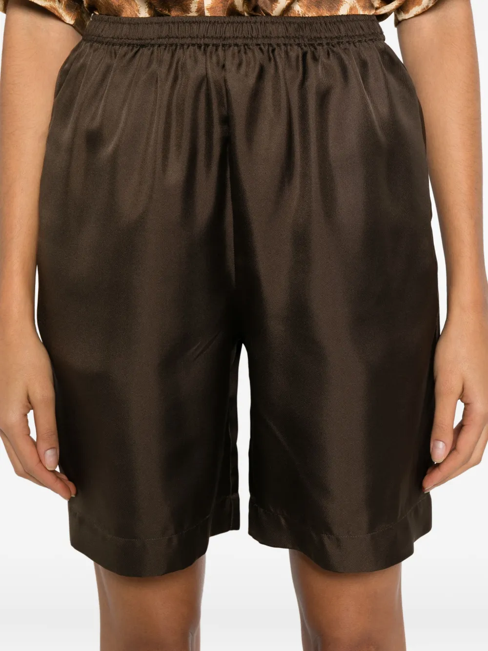 Loulou De Saison Zinia Elasticated Shorts In Brown