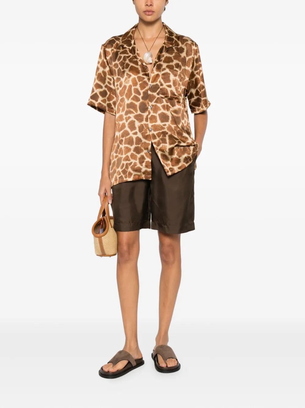 Loulou De Saison Zinia Elasticated Shorts In Brown