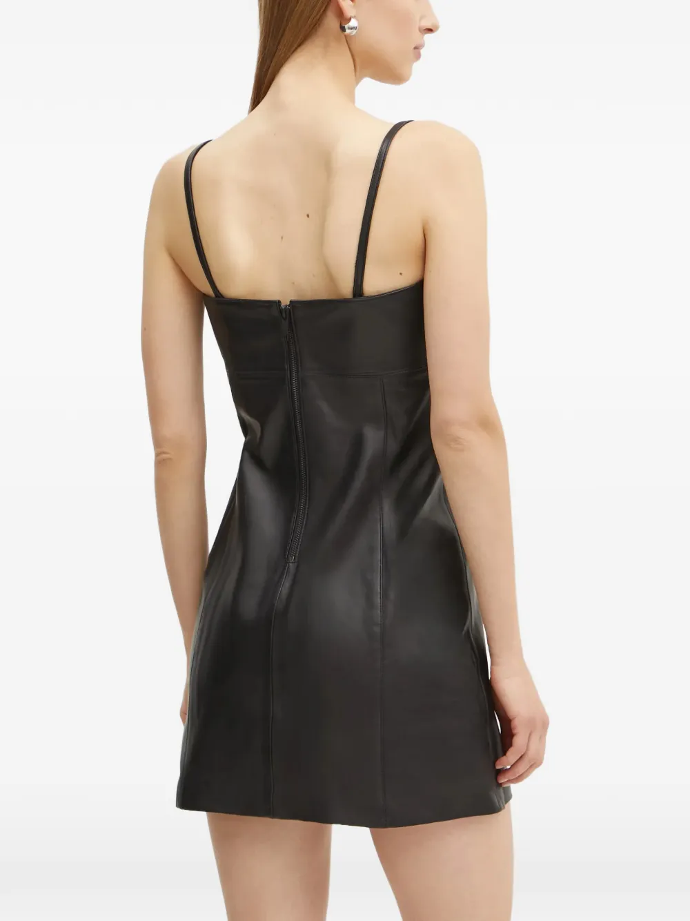 Michael Kors leather slip mini dress Zwart