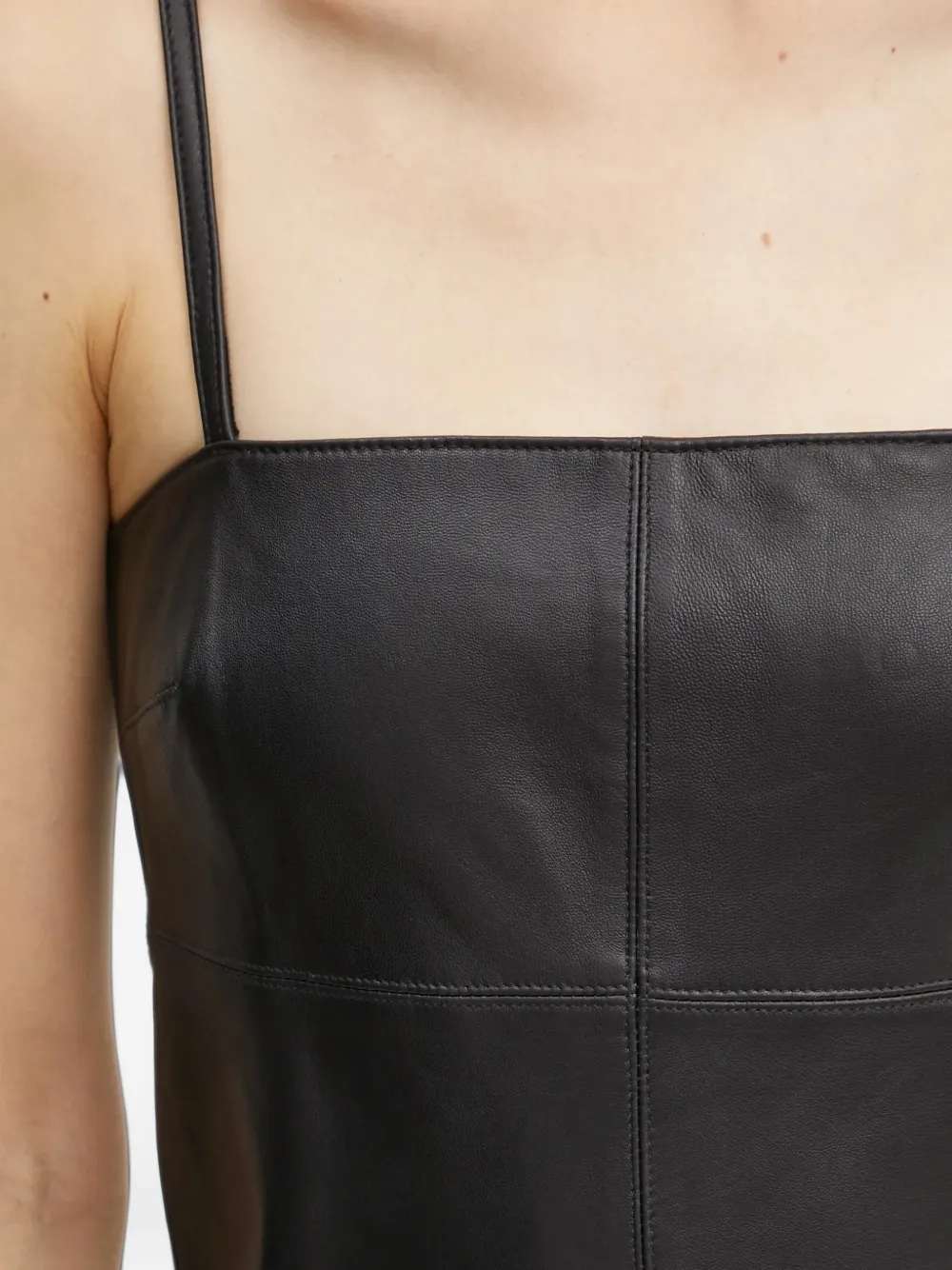 Michael Kors leather slip mini dress Zwart