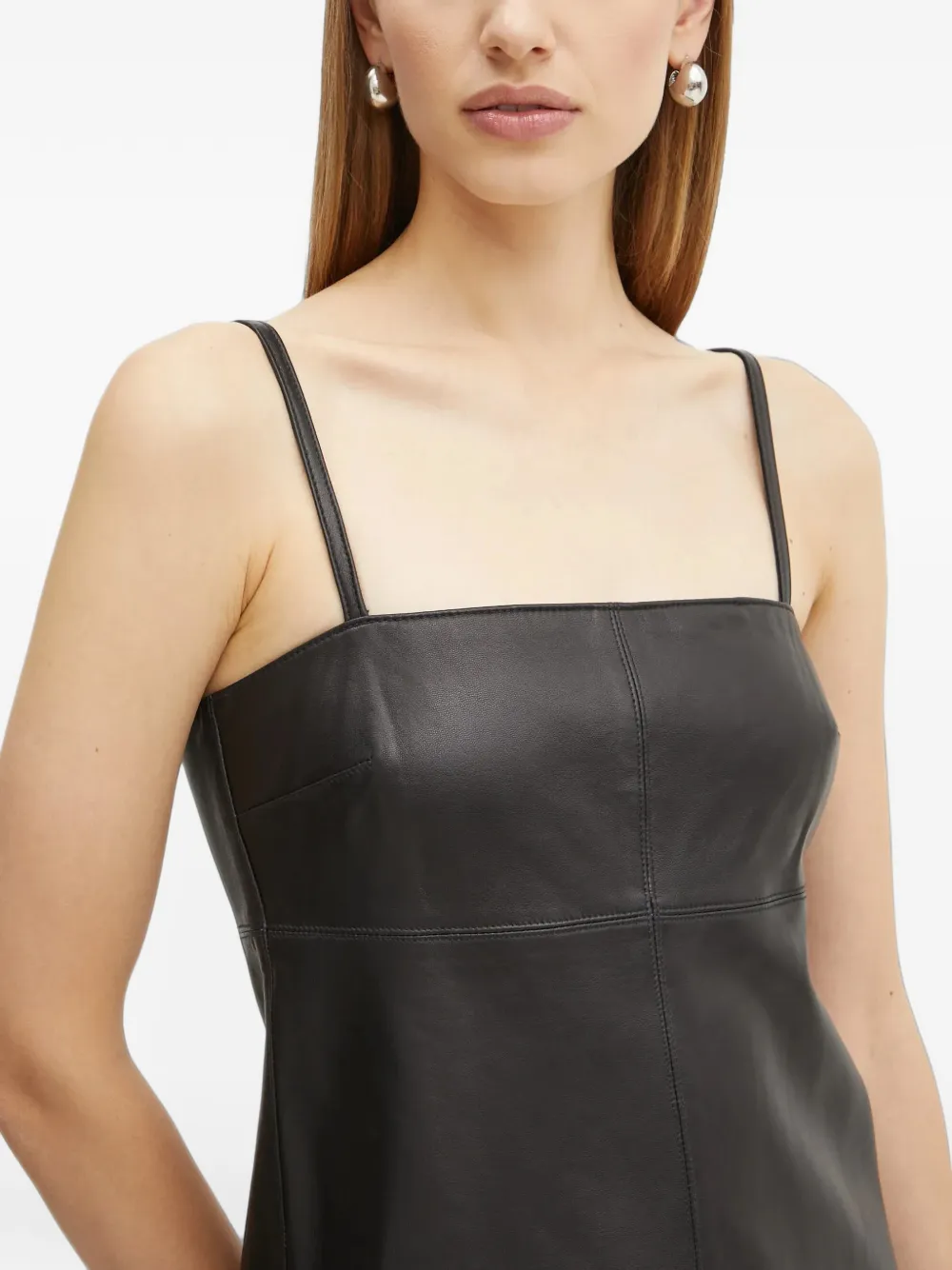 Michael Kors leather slip mini dress Zwart
