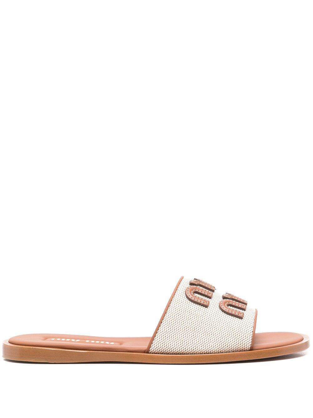 Miu appliqué-logo slides Brown