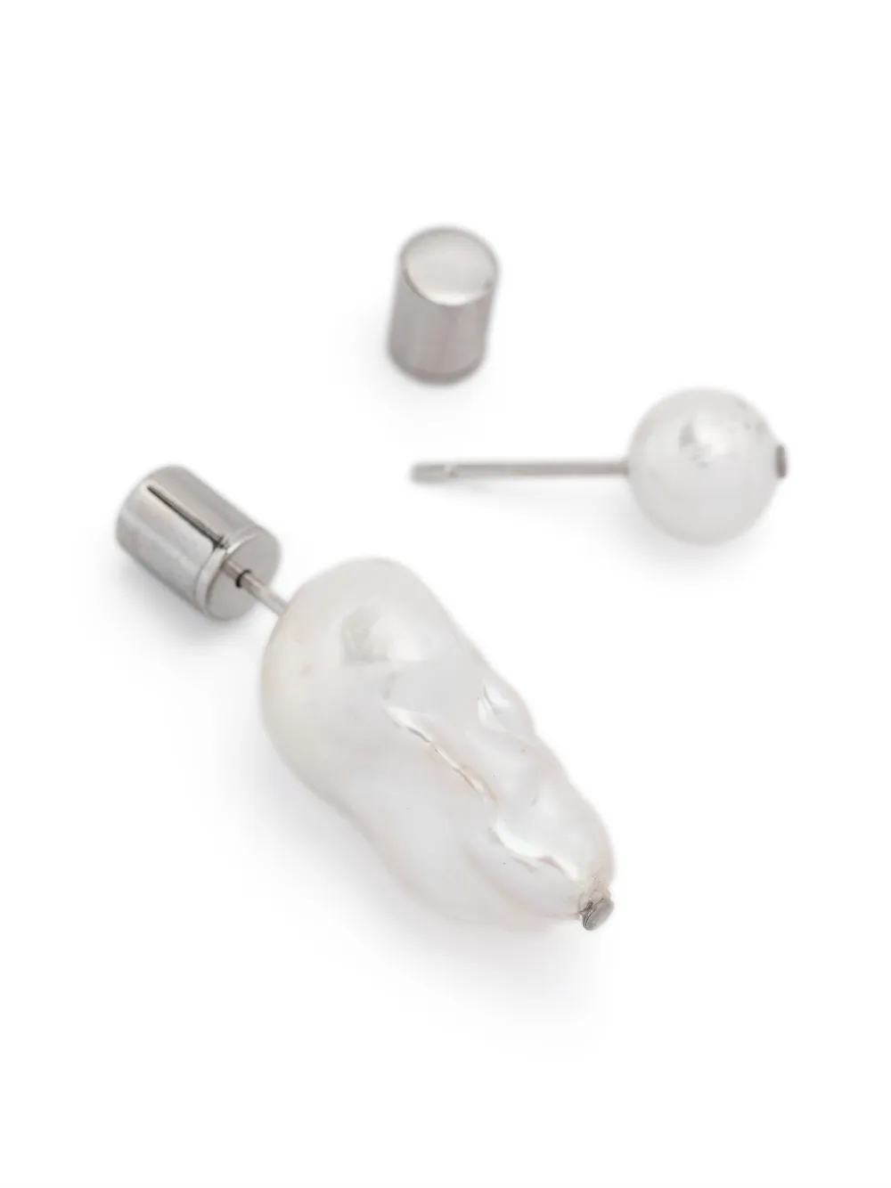 Jil Sander Pearl Earrings In Silver