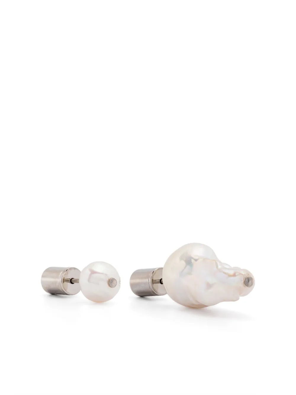 Jil Sander Pearl Earrings In Silver